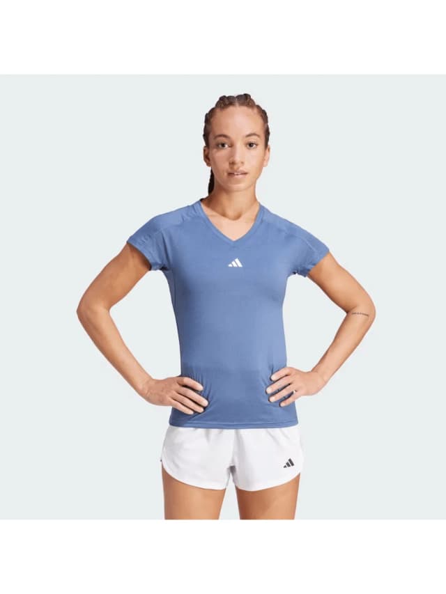 Camiseta Adidas Feminina We Min T Is396 Tamanho G Azul Tam. G