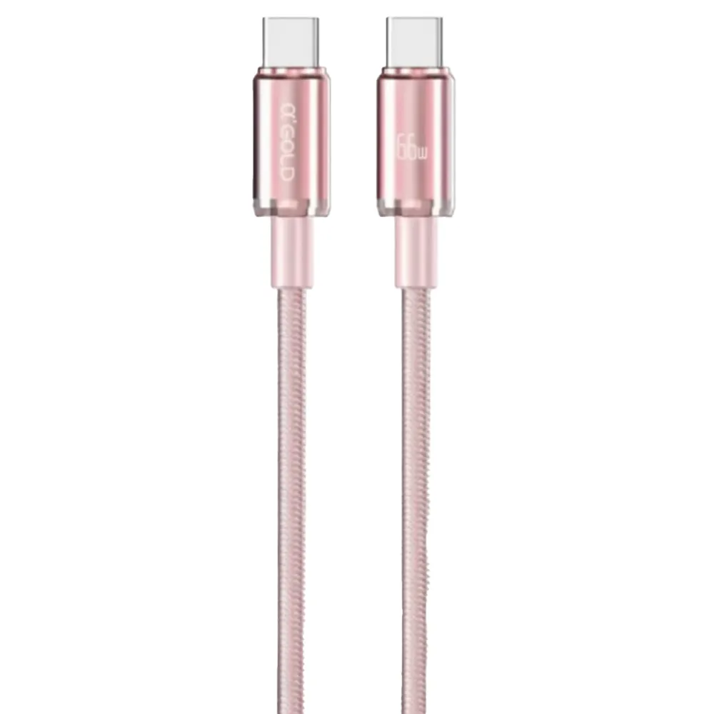 Cabo A'Gold Pro Cb86 Turbo USB-C para USB-C 66W 1M Rosa