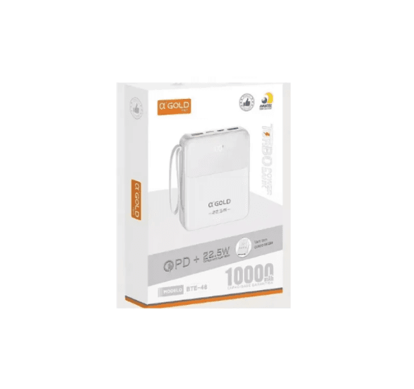 Carregador A'Gold Pro Bte-48 10000mAh Turbo & Pd 22.5W Branco