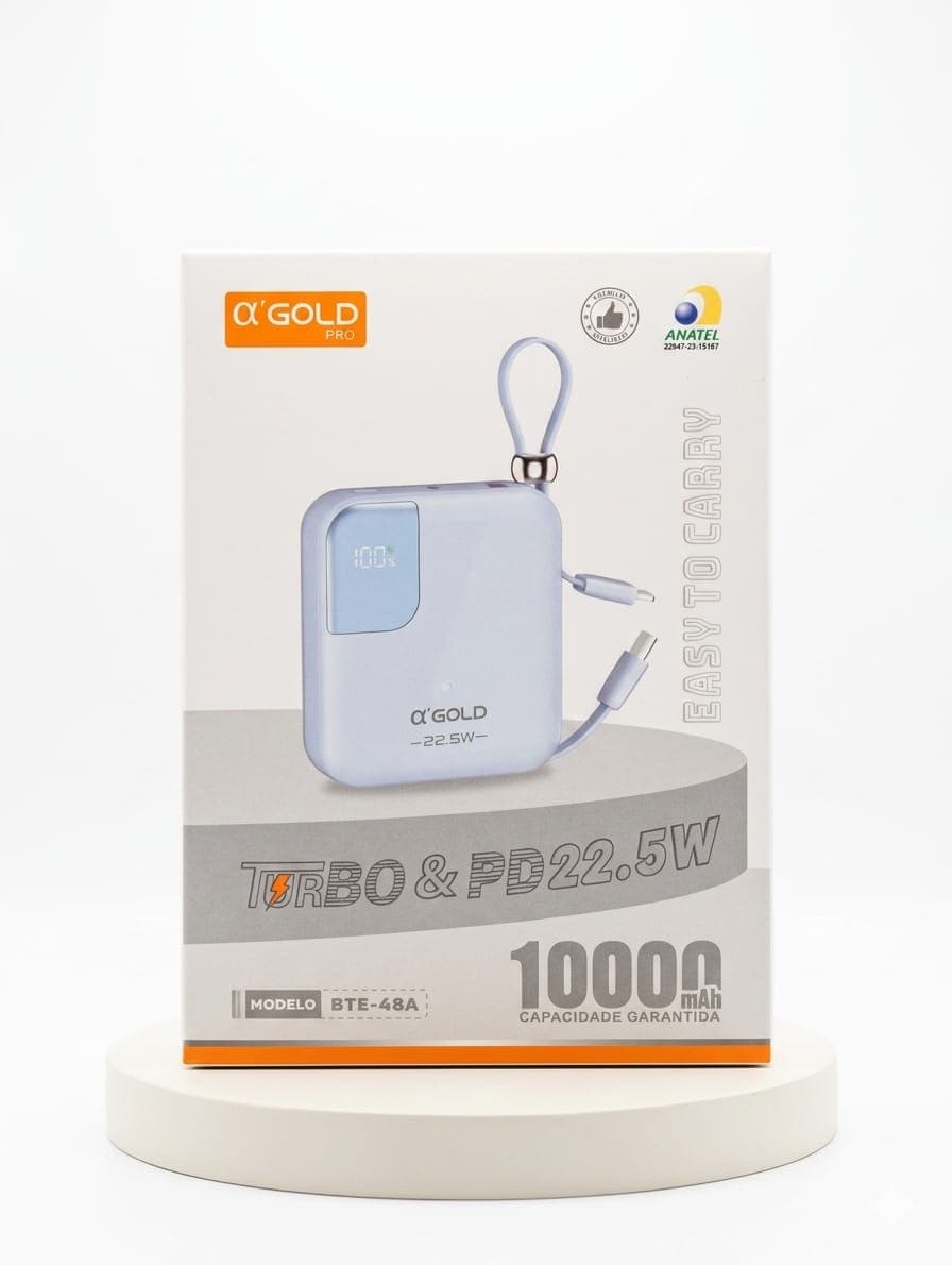 Carregador A'Gold Pro Bte-48 10000mAh Turbo PD+22.5W Azul
