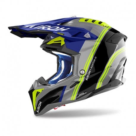 Capacete Airoh Aviator 3 Hima Azul Brilhante Tamanho Xl