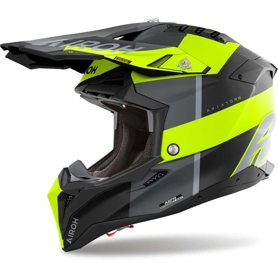 Capacete Airoh Aviator 3 Monarch Azul/Amarelo Brilhante Tamanho M