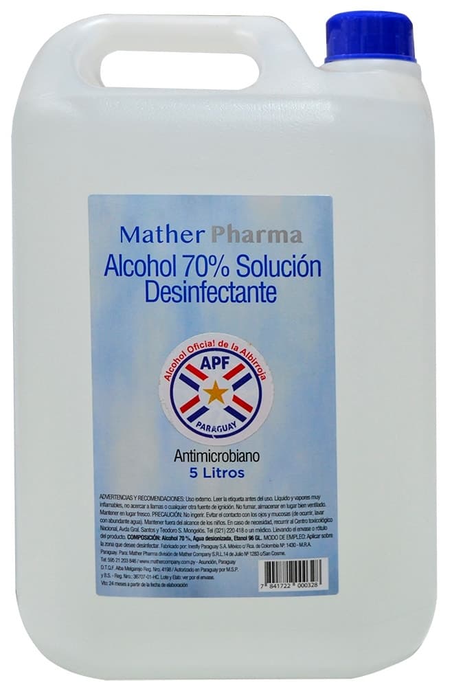 Solução Desinfetante Álcool 70% Mather Pharma - 5L