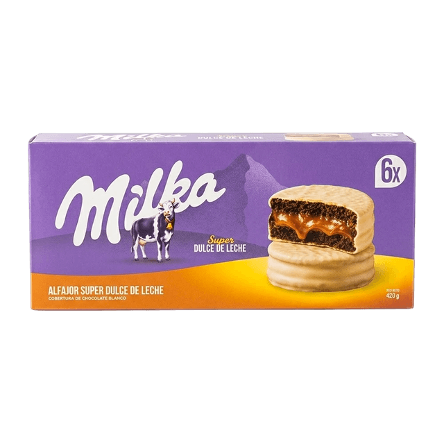 Alfajor Milka Super Doce de Leite Branco 6 Unidades 420G
