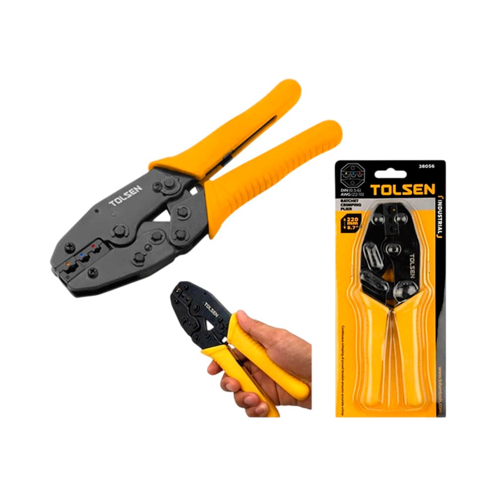 Alicate de Crimpagem com Catraca Tolsen 38056 22 Cm