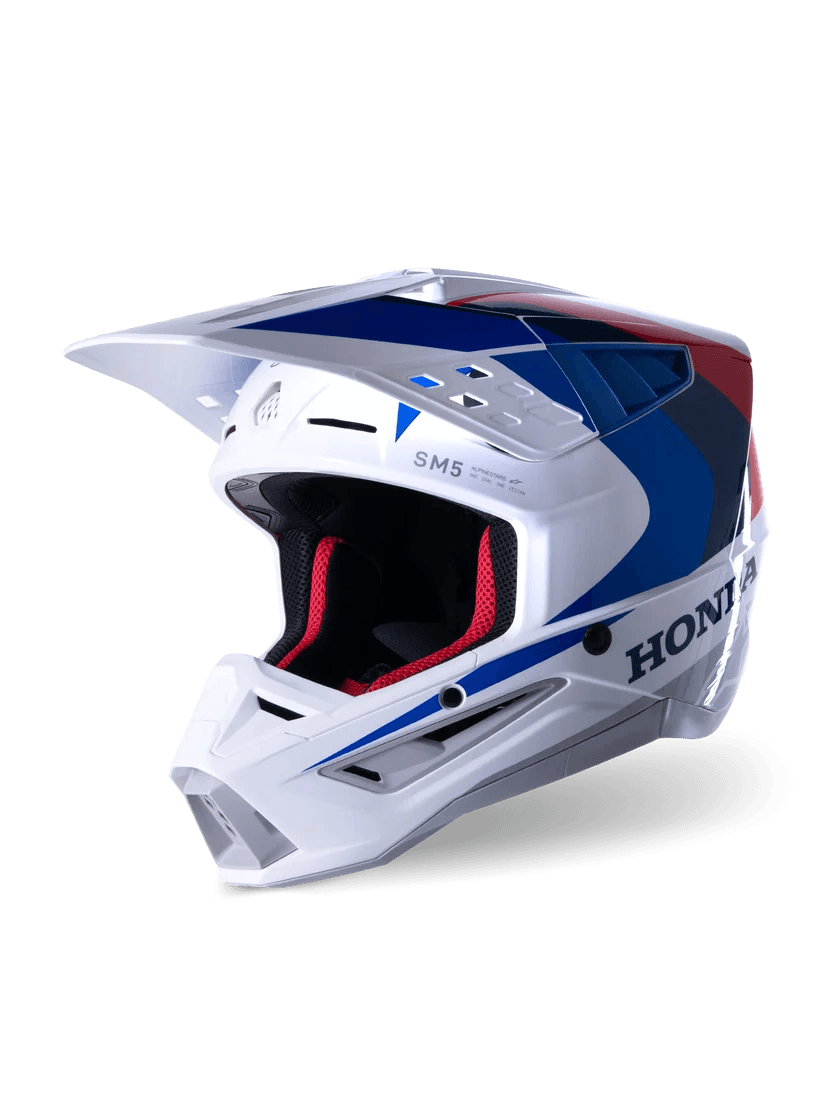 Capacete Alpinestars Honda Sm-5 Branco/Azul/Vermelho/Brilhante / M