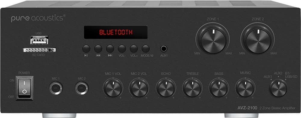 Amplificador Pure Acoustics Avz-2100 2x50W 110V/60Hz Preto