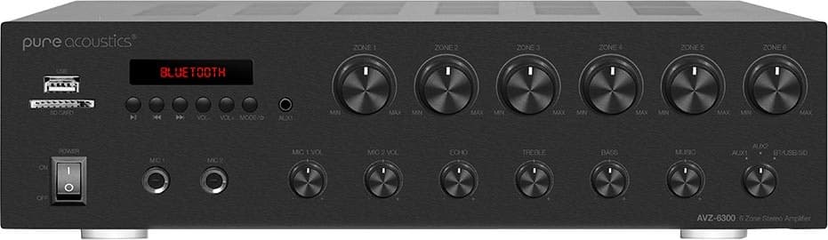 Amplificador Pure Acoustics Avz-6300 6x50W 110V/60Hz Preto