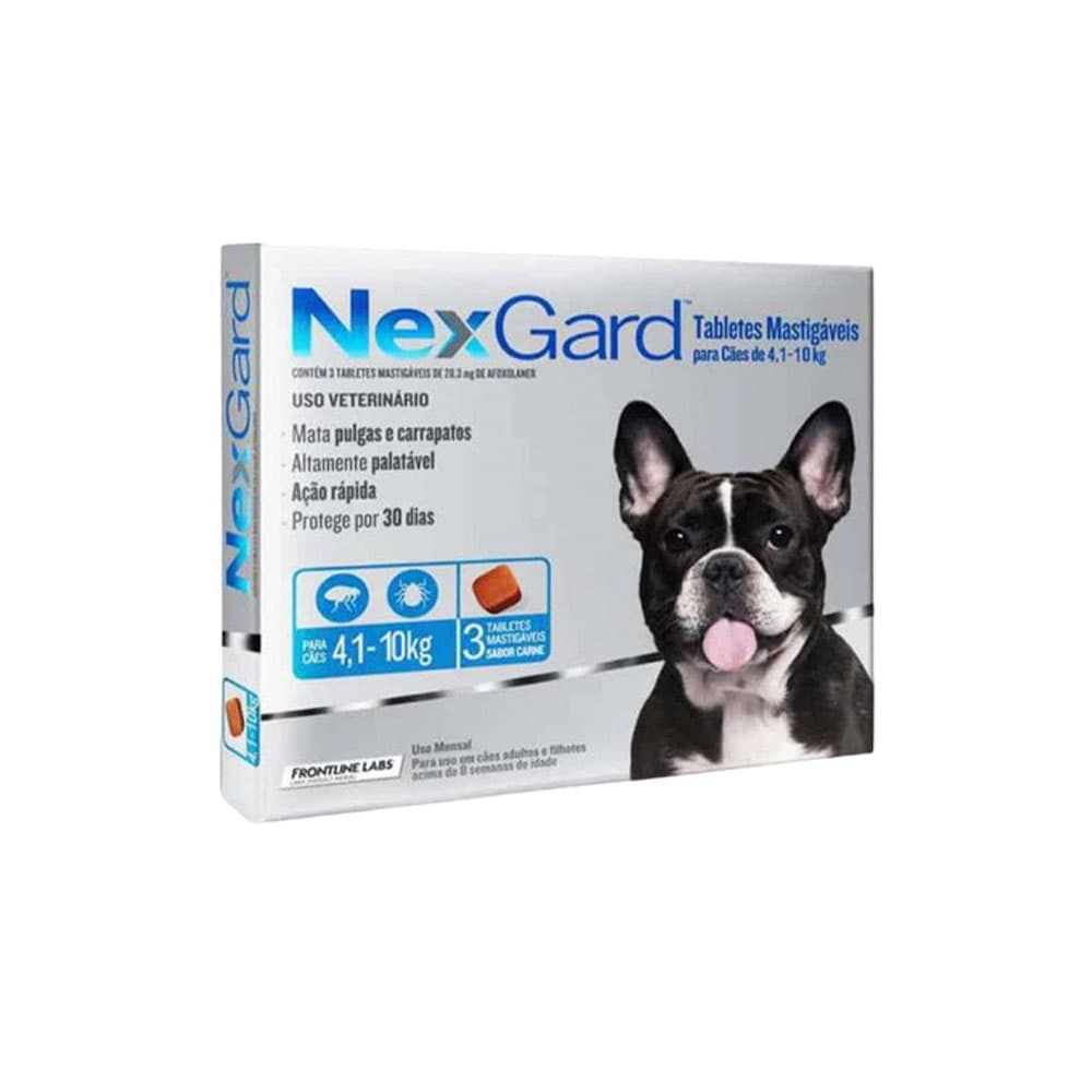 Antiparasitário NexGard 4.1-10KG 3 Comprimidos