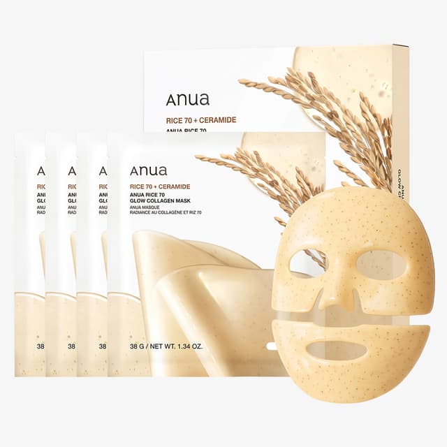 Máscara Facial Anua Rice 70 Glow Collagen 4 Unidades
