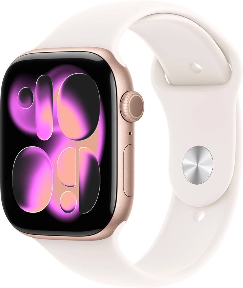 Smartwatch Apple Watch S11 (GPS) Caixa Alumínio Rosa Dourado 46MM Pulseira Esportiva Rosa Claro M/L