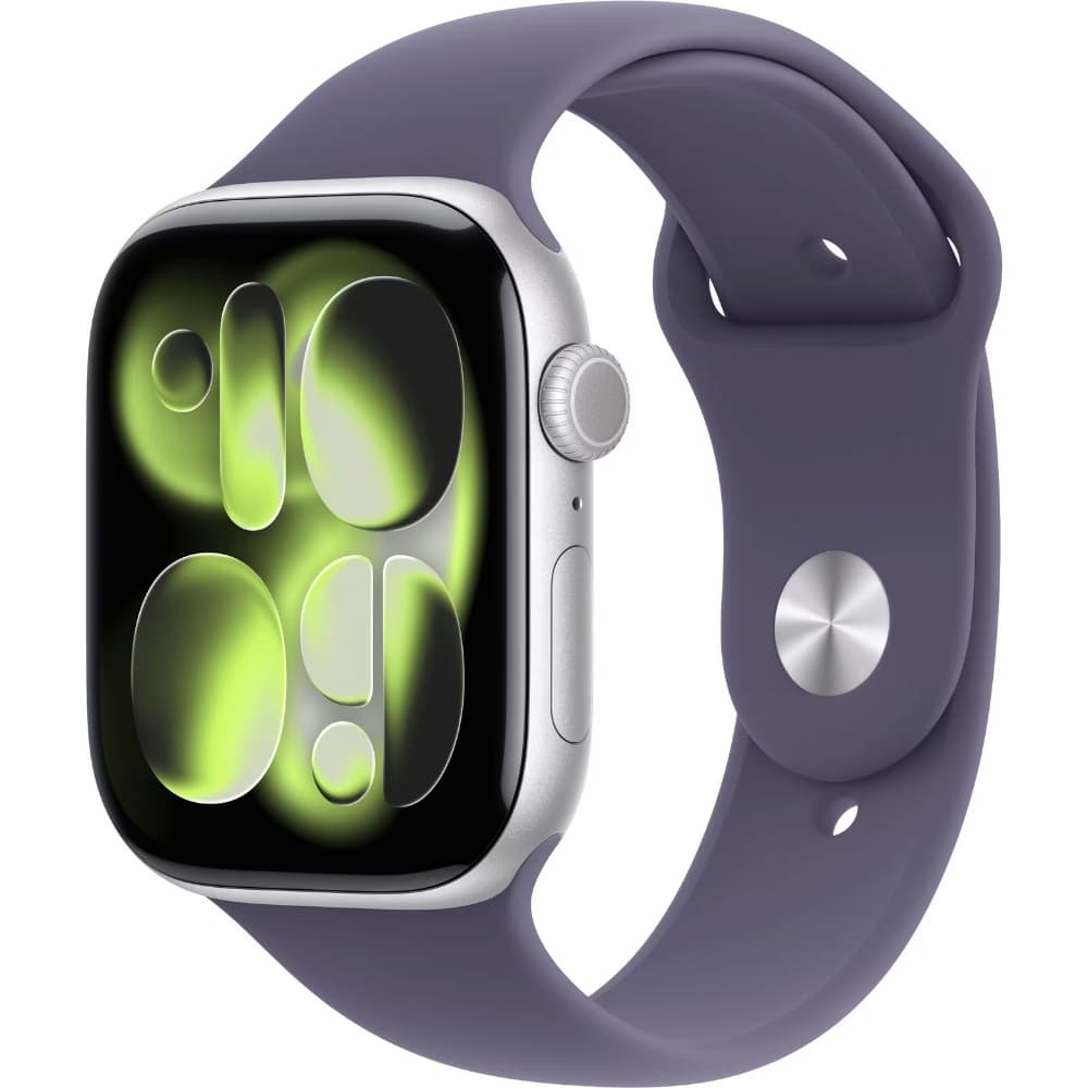 Smartwatch Apple Watch Series 11 46MM (GPS+Cellular) - Alumínio Prateado/Pulseira Esportiva Roxo Nevoeiro