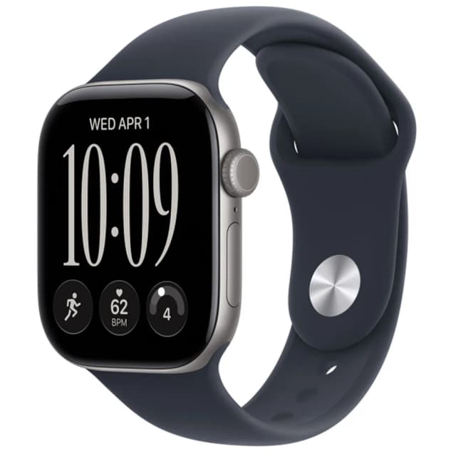 Smartwatch Apple Watch Series 12 42MM GPS MJE74LS/A Cinza Espacial / Pulseira Esportiva Azul Marinho P/M