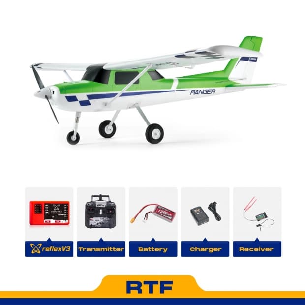 Avião Fms Ranger Ep V2 1220MM Rtf Reflex V3 Verde