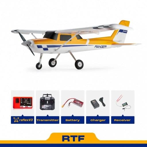 Avião Fms Ranger Ep V2 1220MM Rtf Reflex V3 Amarelo