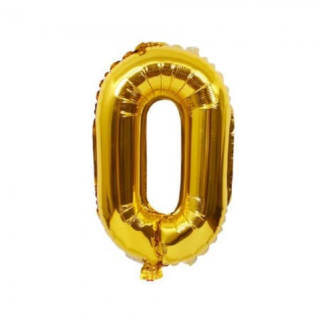 Balão Metalizado Número 0 Dourado 16 Polegadas