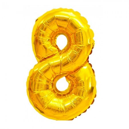 Balão Metalizado Número 8 Dourado 32 Polegadas