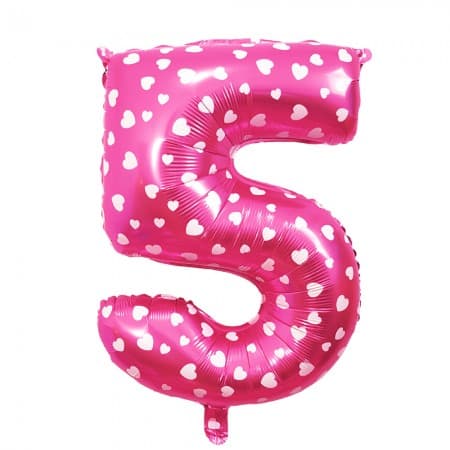 Balão para Festas Número 5 Rosa T32
