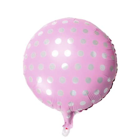 Bal O Para Festas Redondo Rosa Com Bolinhas Prata