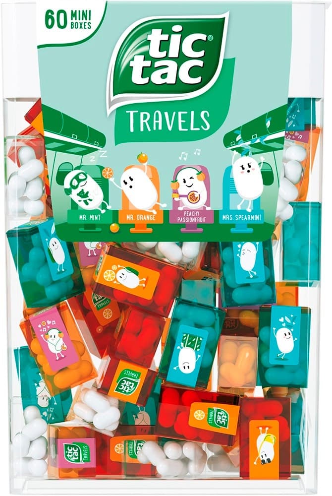 Balas Tic Tac Travels com 60 Mini Caixas - 228G