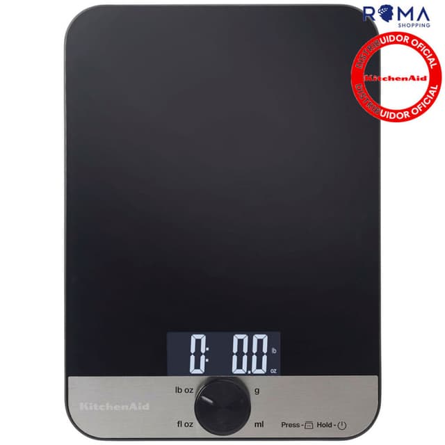Balança de Cozinha Digital KitchenAid KQ908G Vidro Temperado 5KG Preto