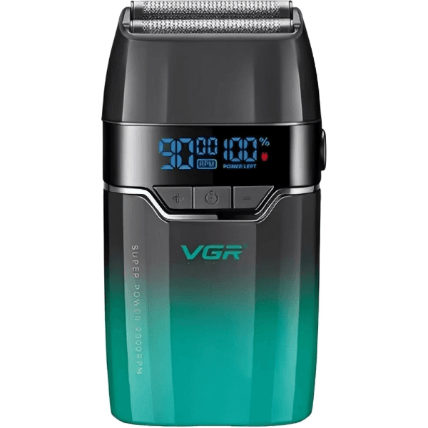 Barbeador Elétrico Vgr Voyager V-308 9000Rpm Recarregável Com Acessórios Preto/Verde