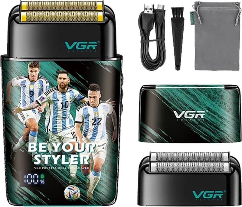 Barbeador Vgr Voyager V-309 Recarregável Preto/Verde