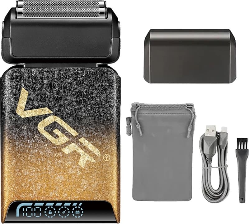 Barbeador Vgr Voyager V-374 Recarregável Preto/Dourado