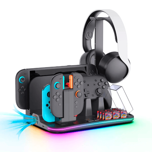 Base Carregador Ipega Pg-Sw2065 12 Em 1 para Nintendo Switch RGB Cooler Suporte Preto