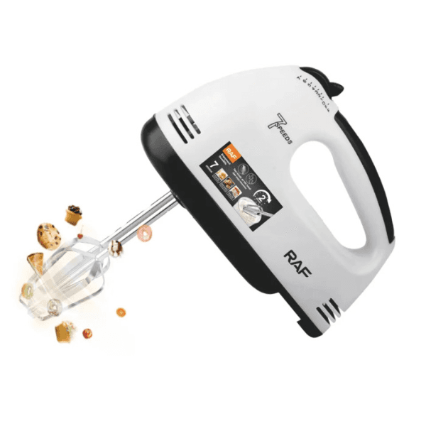 Batedeira Elétrica Raf R.6633 Hand Mixer 7 Velocidades 270W 19500Rpm 220-240V ~ 50/60Hz Branco/Preto