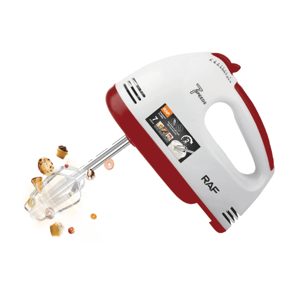 Batedeira Elétrica Raf R.6633 Hand Mixer 7 Velocidades 270W 19500Rpm 220-240V ~ 50/60Hz Branco/Vermelho