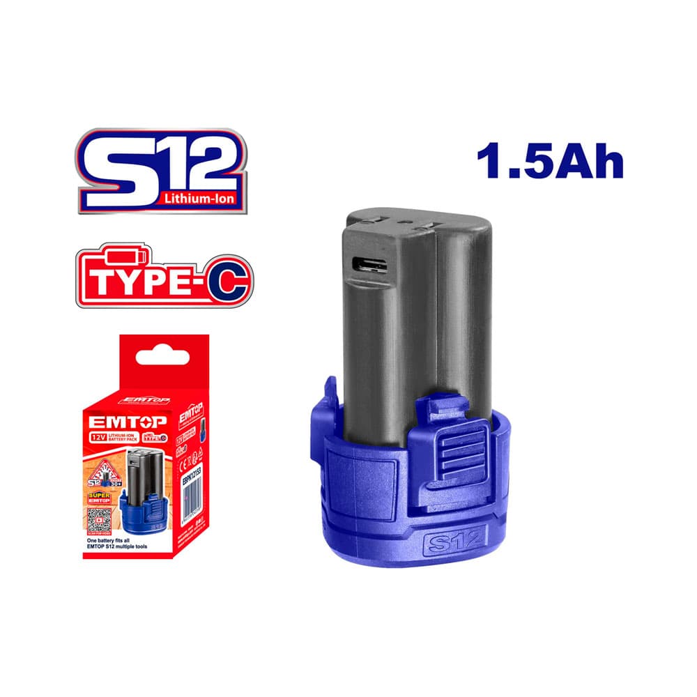 Bateria Recarregável para Ferramentas Emtop Ebpk12153 12V 1.5Ah