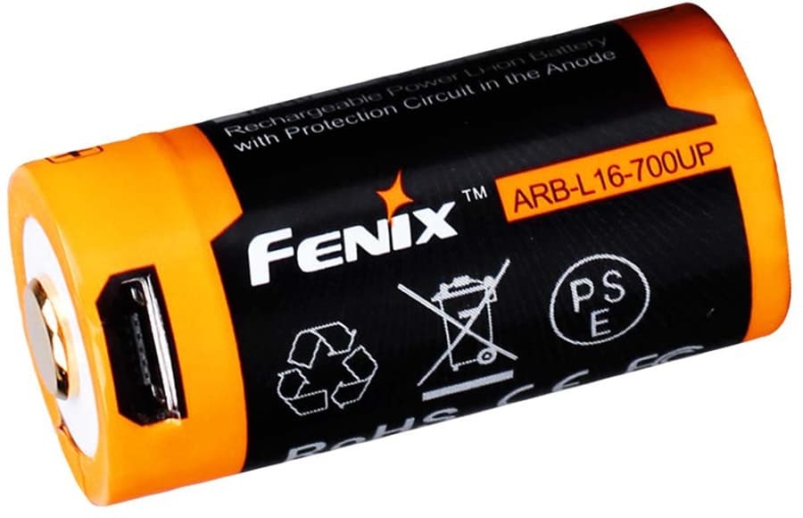 Bateria Recarregável Fenix Arb-L16-700UP 16340 700mAh 3.6V Micro-USB