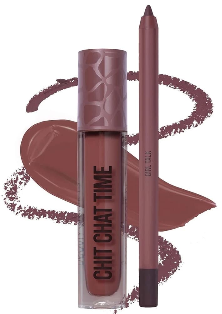 Batom Líquido + Lápis para Boca Beauty Creations Chit Chat Time Ld5