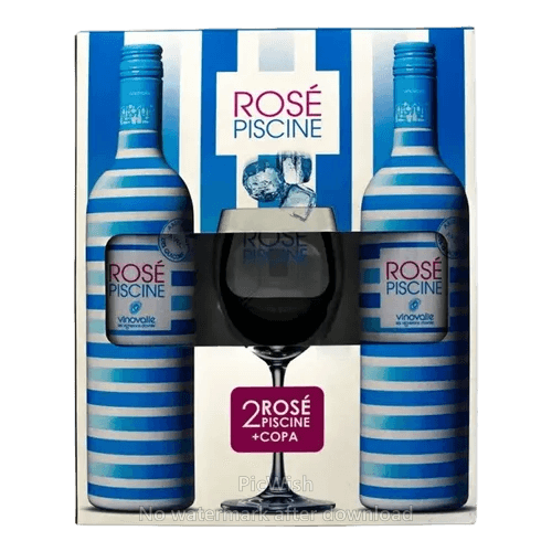 Kit Vinho Rosé Piscine 2x750ml + Copo