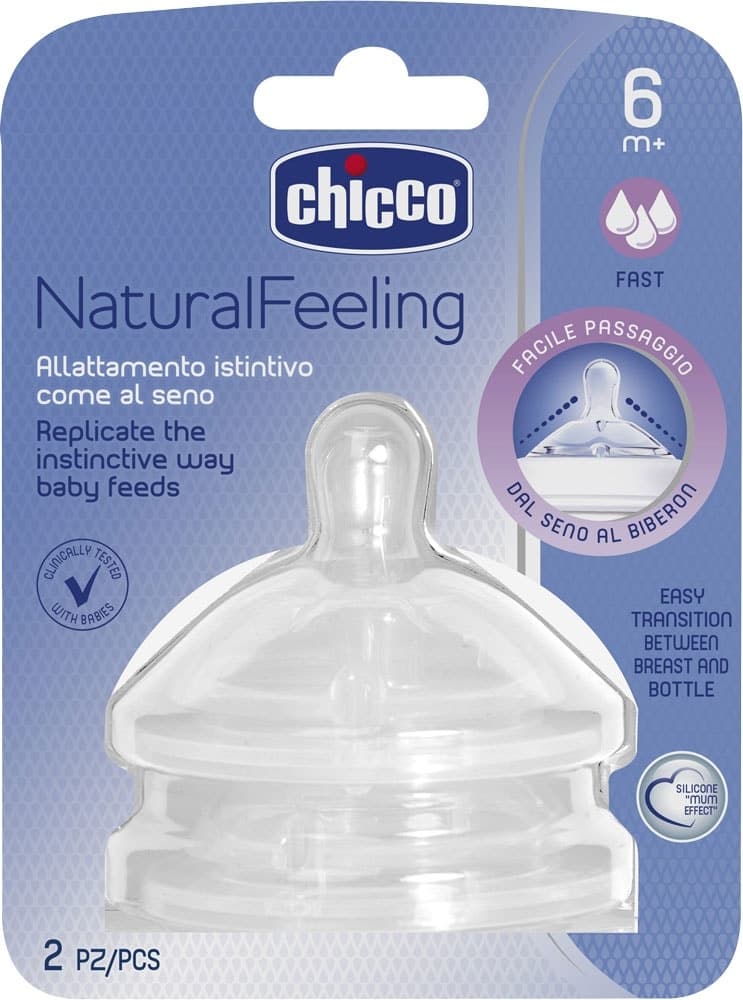 Bico para Mamadeira Chicco Natural Feeling 6M+ (2 Unidades)