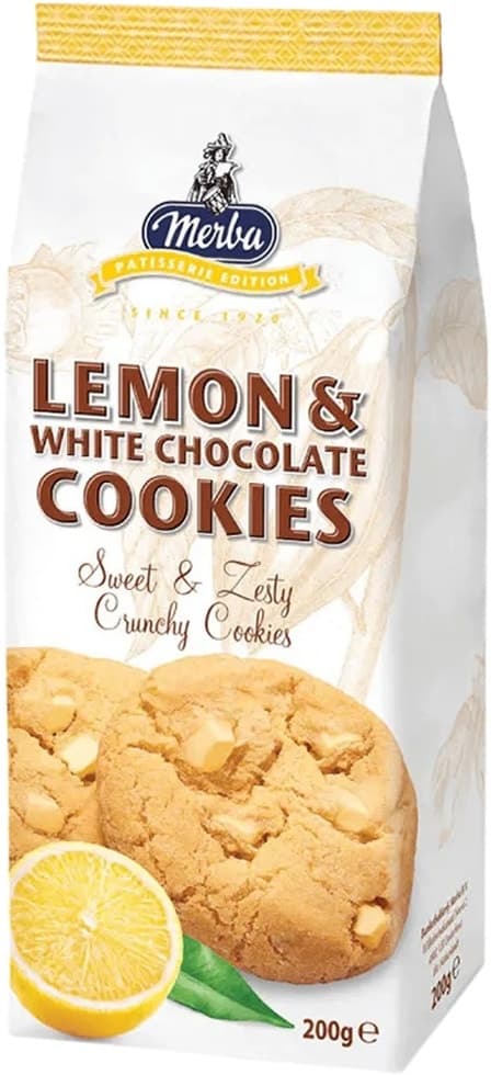 Biscoito Merba Lemon & White Chocolate Cookies - 200G