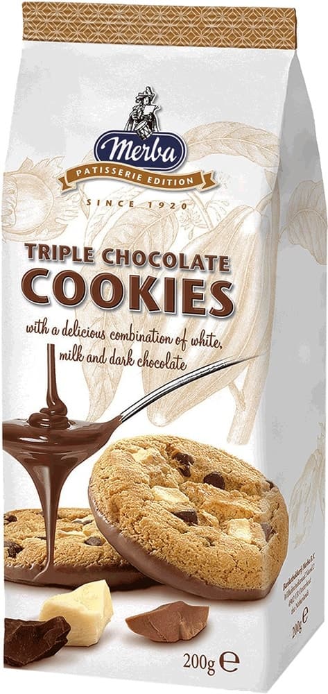 Biscoito Merba Triple Chocolate Cookies - 200G