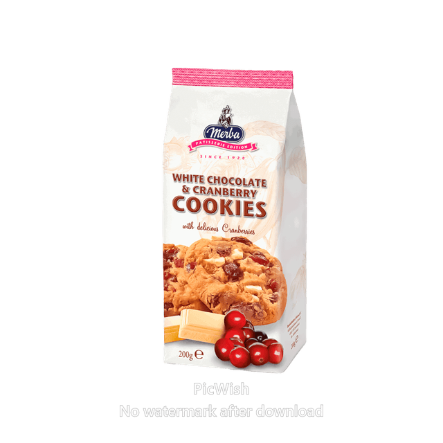 Biscoito Merba Chocolate Branco & Cranberry 200G