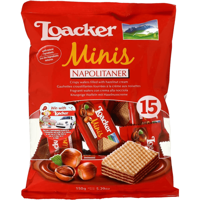 Biscoito Wafer Loacker Minis Napolitaner Avelã 150G