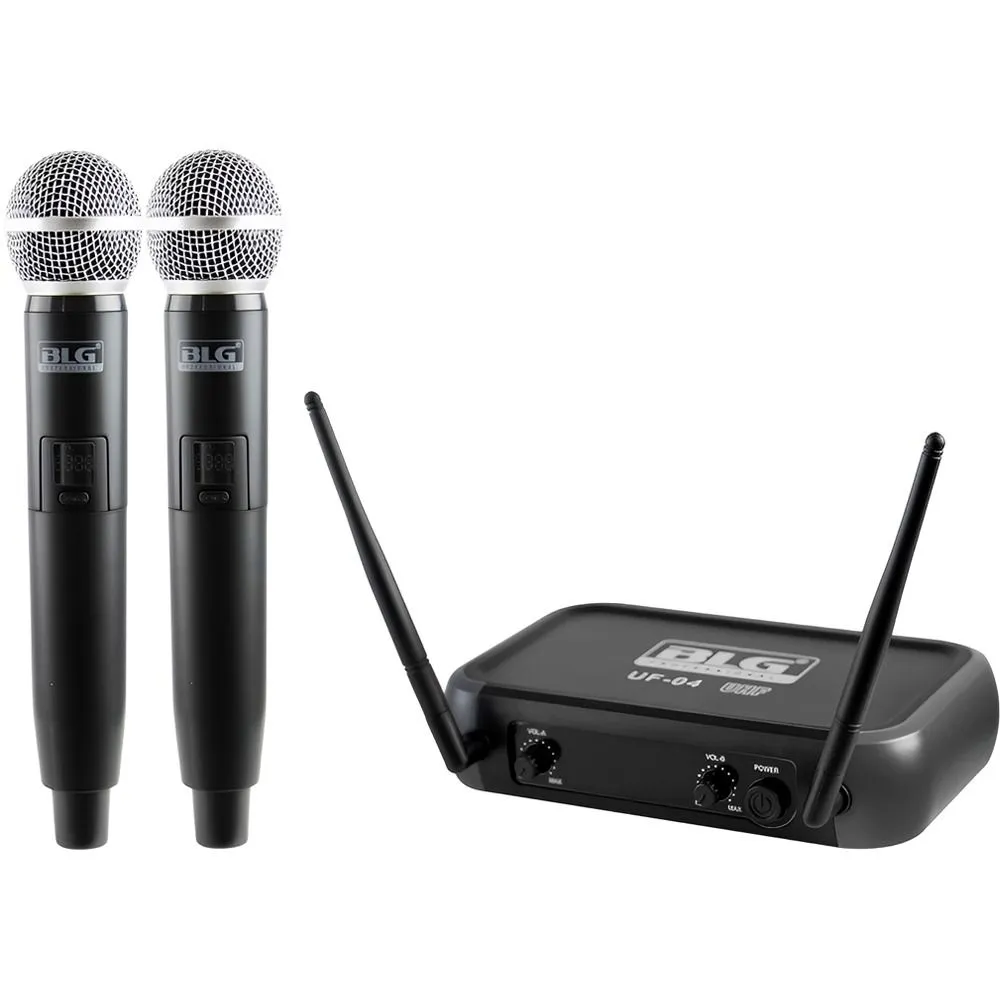 Microfone Sem Fio Blg Uf-04 2MIC/UHF Preto