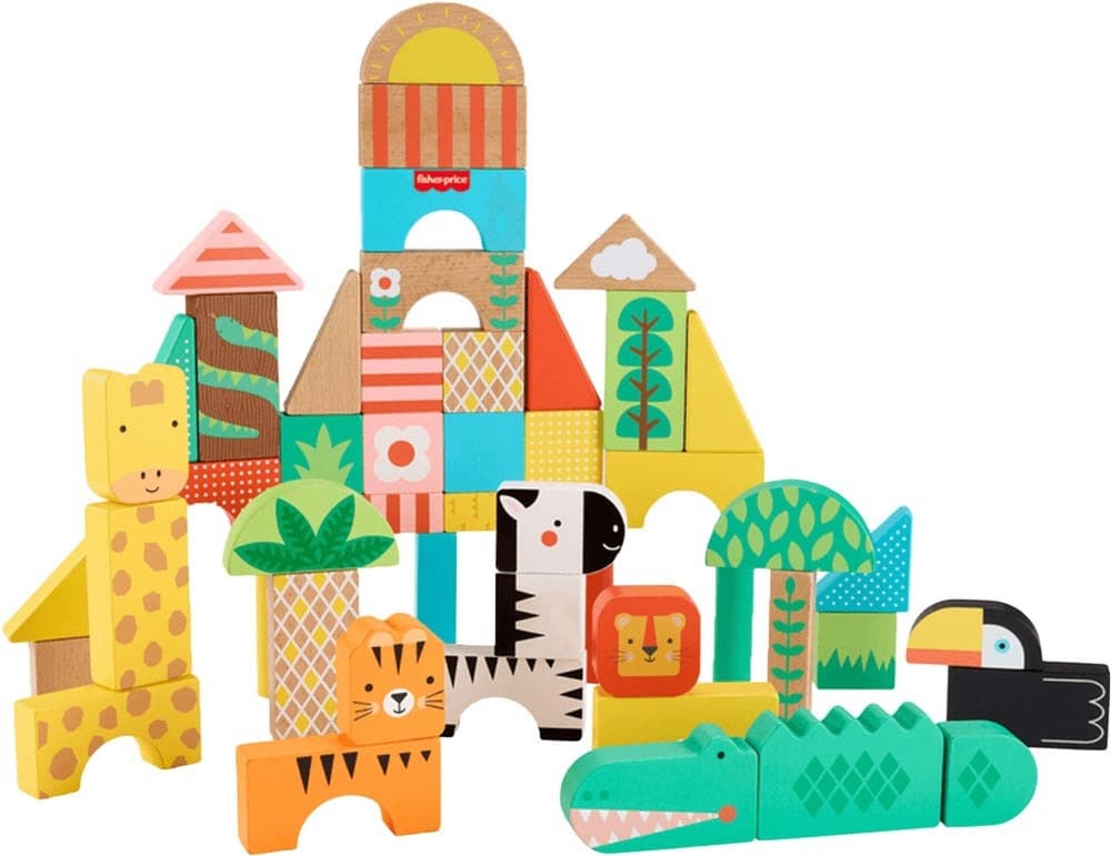 Blocos de Construção de Madeira Selva Fisher-Price Jfg11 (50 Peças)