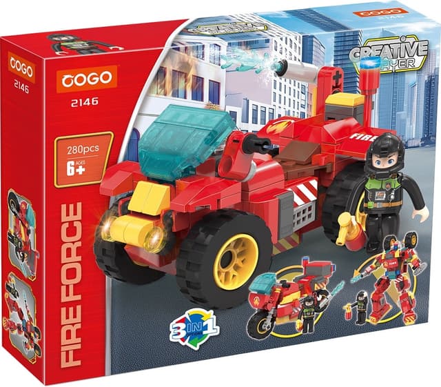 Blocos de Montar Cogo Creative Player 3In1 Fireforce - 2146 (280 Peças)