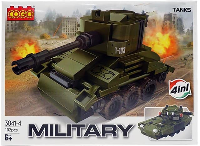 Blocos de Montar Cogo Military 4 Em 1 Tanques 3041-4 (102 Peças)
