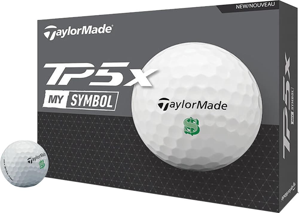 Bola de Golfe TaylorMade TP5X My Symbol Dollar - Branco (12 Unidades)
