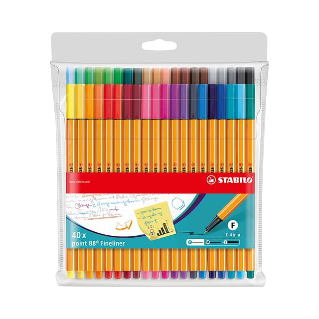 Caneta Marcadora Fineliner Stabilo Point 88 8840-1 0.4Mm 40 Unidades
