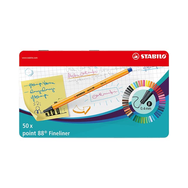 Caneta Marcadora Stabilo Fineliner Point 88 8850-6 0.4Mm 50 Unidades