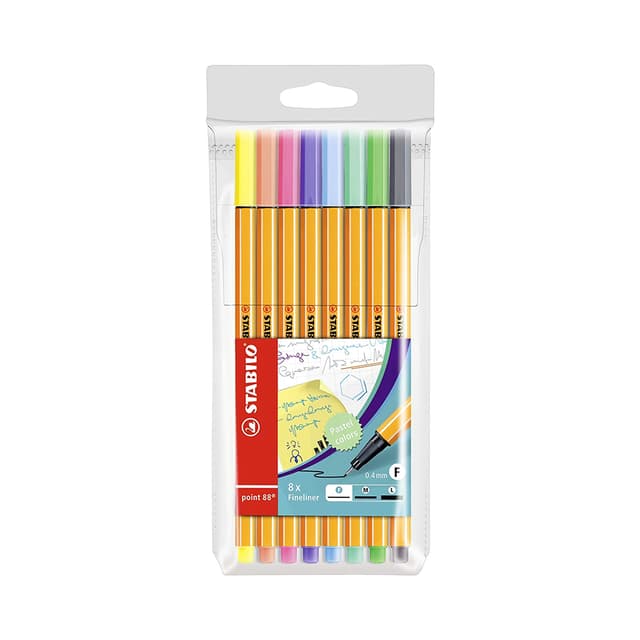 Caneta Marcadora Stabilo Fineliner Point 88 Pastel Colors 8 Unidades 0.4Mm
