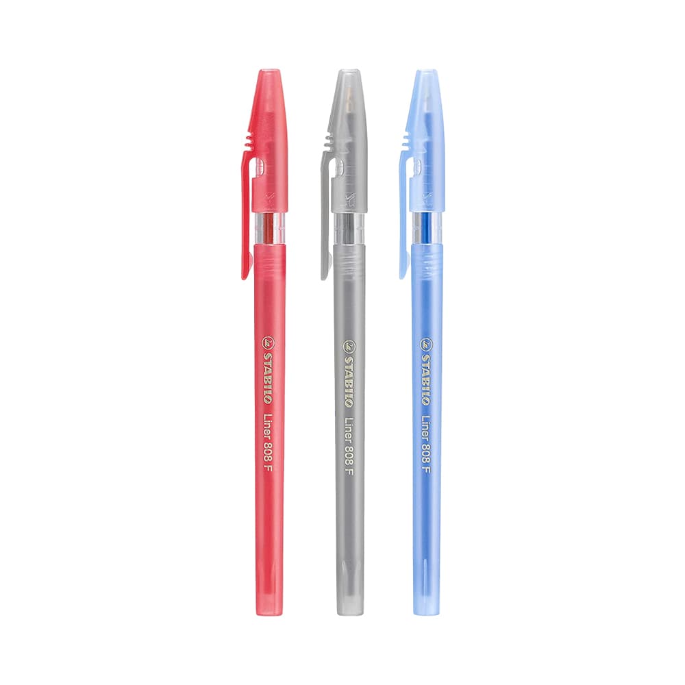 Caneta Esferográfica Stabilo Liner 808 F 808Ftbl3 com 3 Unidades