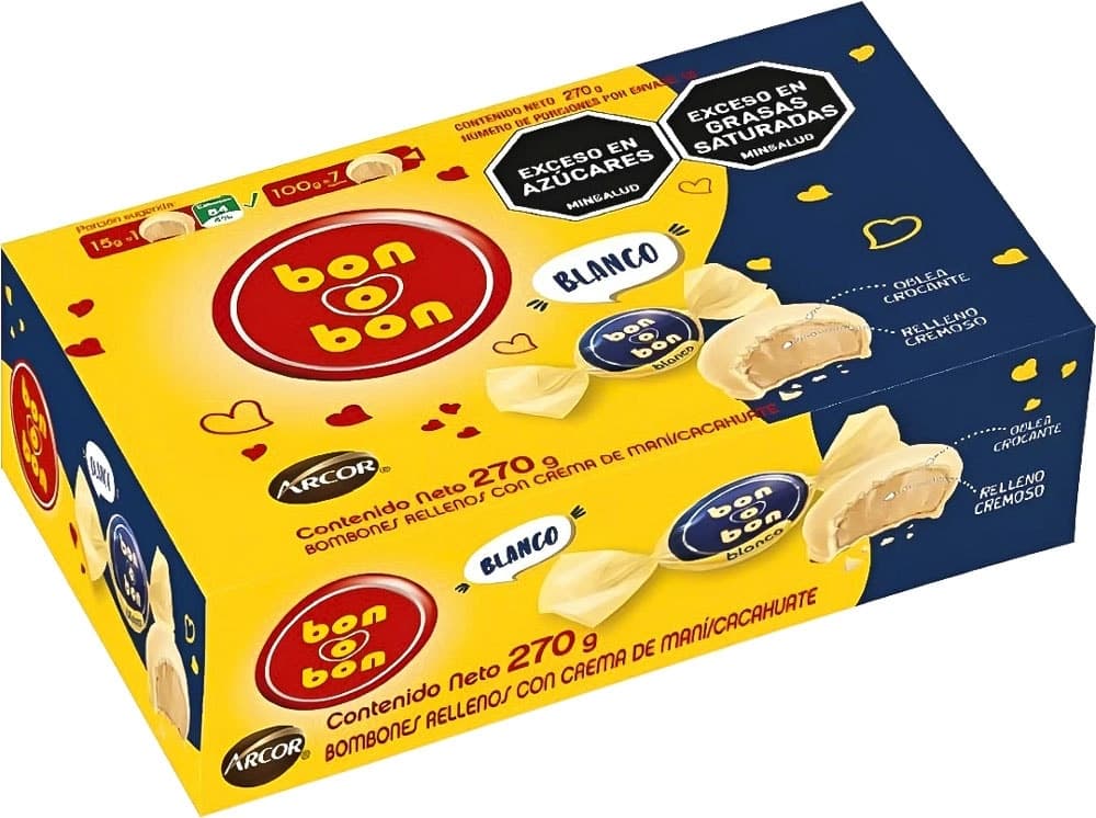 Bombom Arcor Bon O Bon Branco - 270G (18 Unidades)